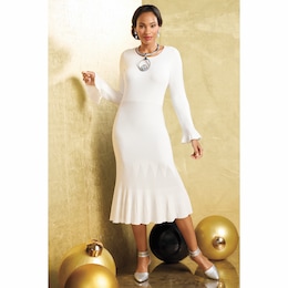 Janessa Fit-and-Flare Sweater Dress, , large