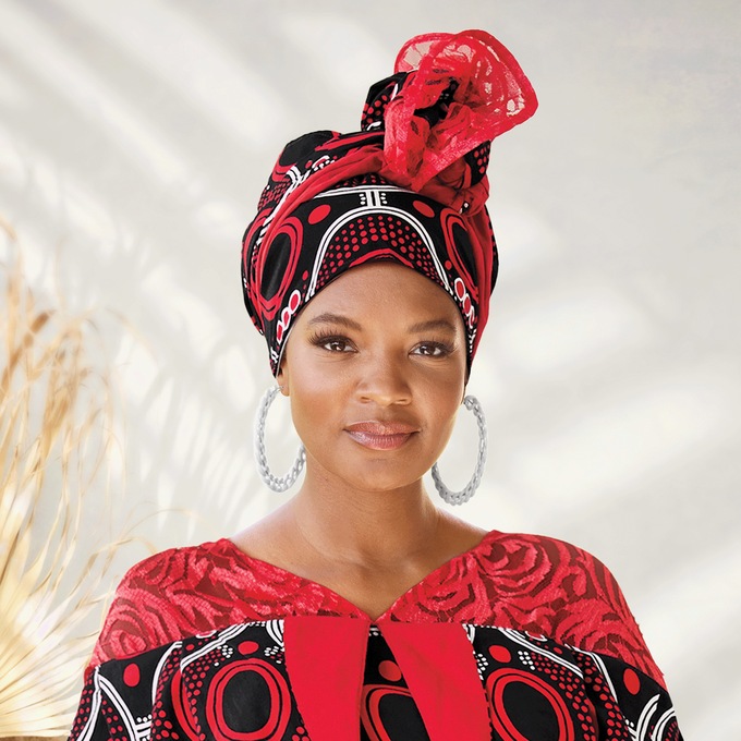 Karasi Headwrap, Red Black Multi, large