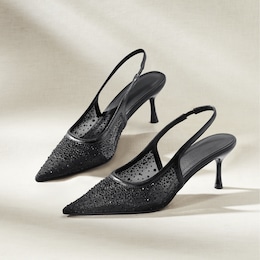 Rhinestone Mesh Slingback, , large