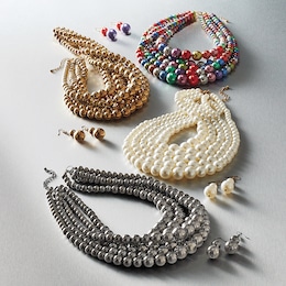 Multi-Strand Bead Necklace and Earring Set &amp; Bracelet  - Buy Both and Save, , large