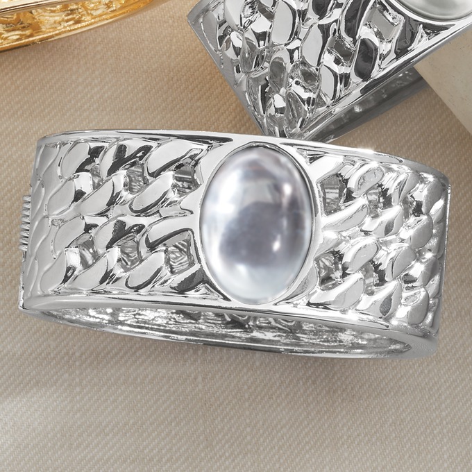 Accent Stone Hinged Bangle, , large