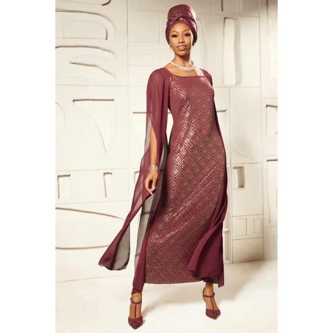 Foil-Print Goddess Bodycon Maxi Dress with Sheer Cape Panels, , large