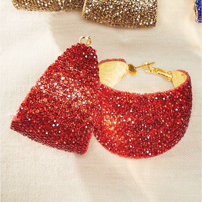 Crystal Color Pavé Wide Hoops, , large