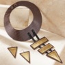 Pleather Geometric Shapes Necklace & Earrings Set, , large