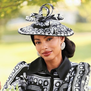 Sharvetta Hat with Floral Patterns, Loops and Bows, , large