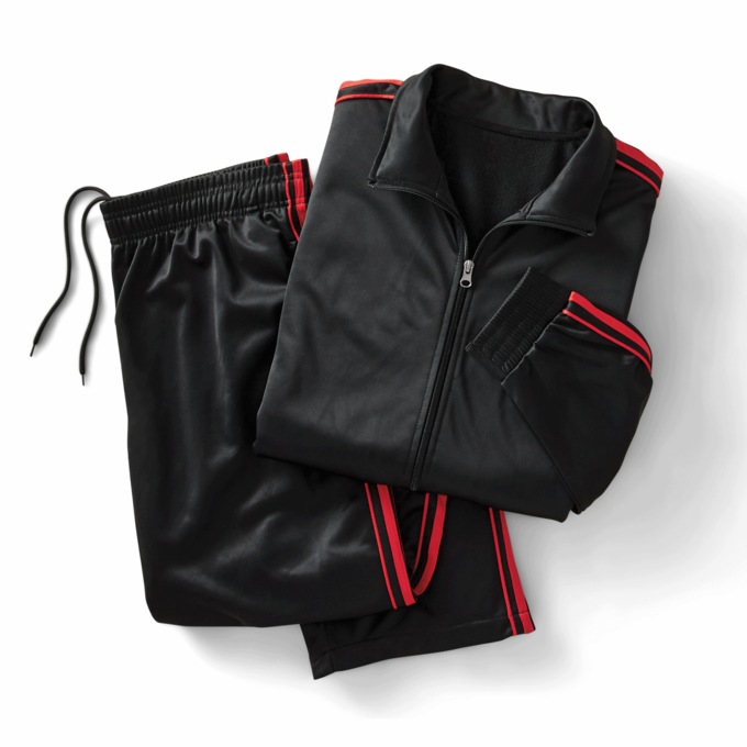 Casual 2-Piece Men's Active Set with Side Stripe Accents, Black, large