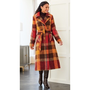 Plaid Wrap Coat, , large