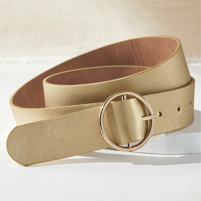 Wide Metallic Belt, , large