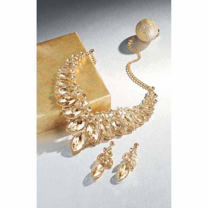 Crystal Marquise Necklace and Earring Set, , large