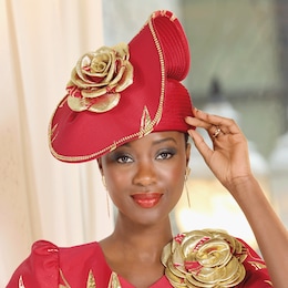 Kaydence Hat with Jacquard and Rosette, , large