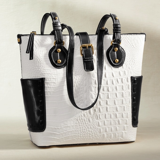 Croco Colorblock Tote, , large