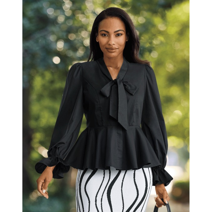 Lisha Bow Blouse, , large