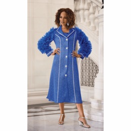 Delfina Ruffle-Sleeve Jacket Dress with Rhinestone Accents, , large