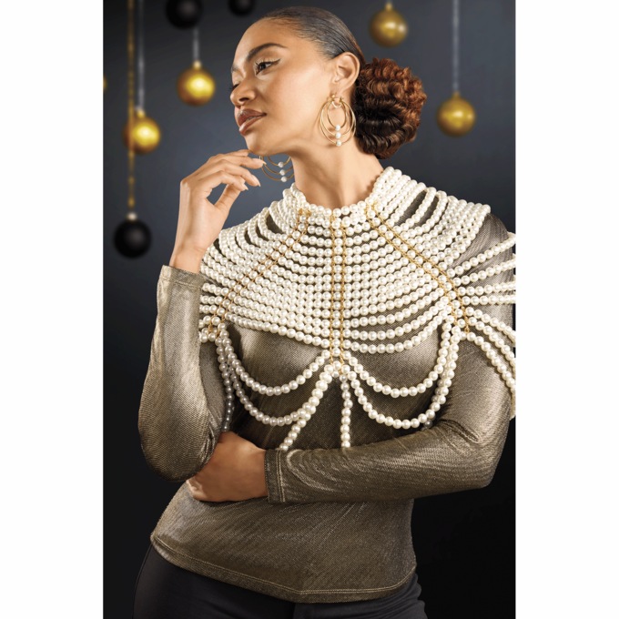 Gold Bead Capelet, , large