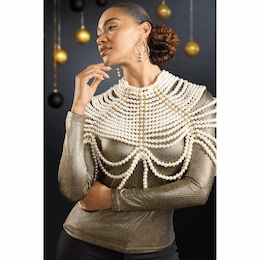 Gold Bead Capelet, , large