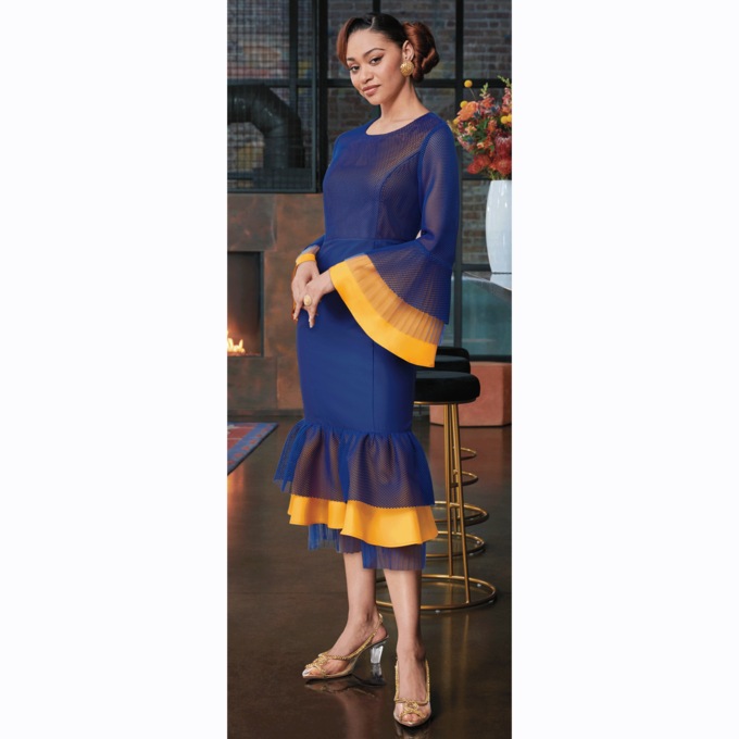 Emala Mesh Layered Dress, , large