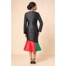 Waikina Colorblock Asymmetrical Midi Jacket Dress with Peplum Ruffle, , large