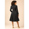 Claudine Women's Velvet Dress with Satin Pleats and Rhinestone Buttons, Black, large