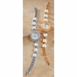 Link/Faux-Pearl Watch, , large