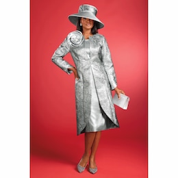 Jasonel Shiny Jacket Dress and Hat, , large