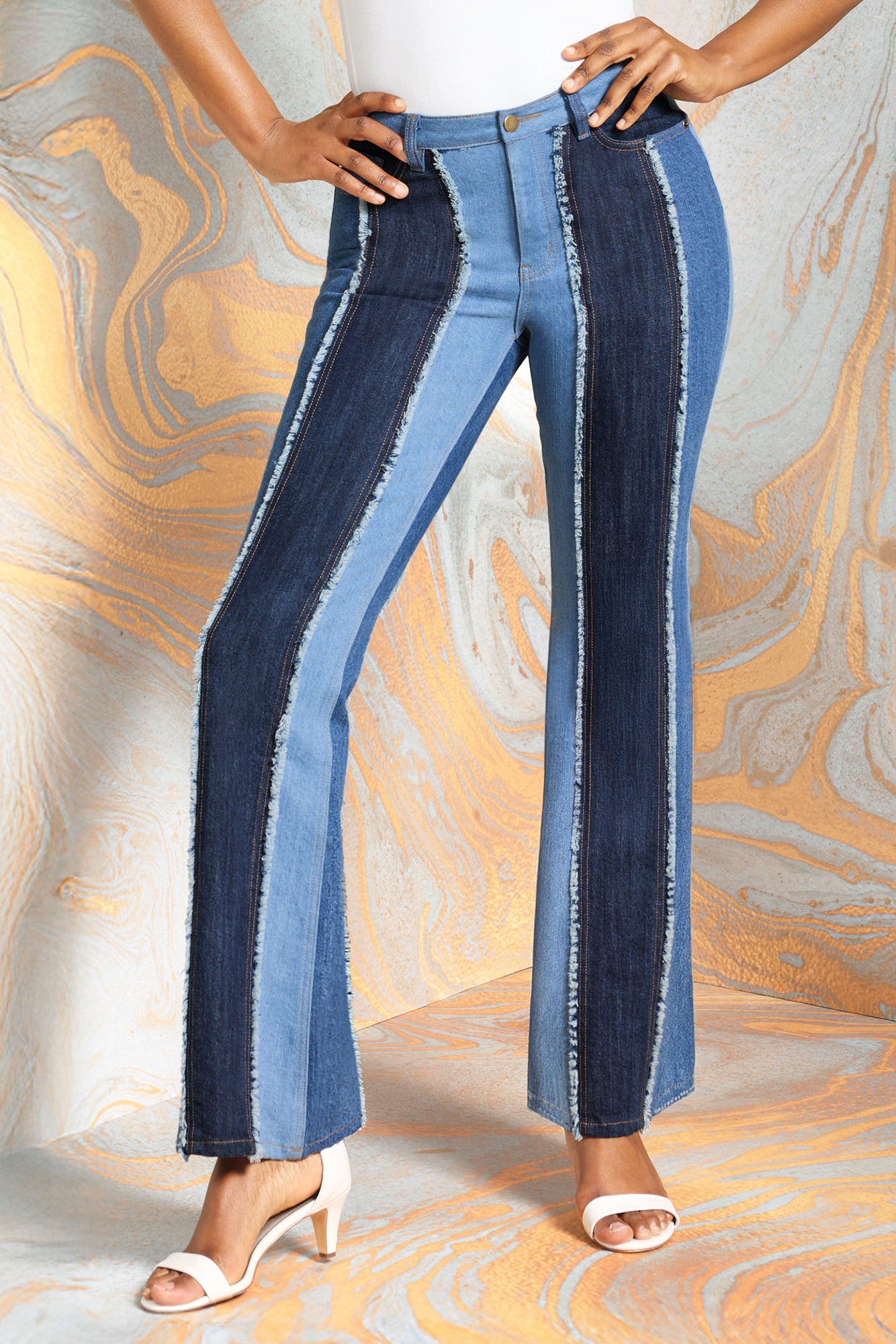 Pieces of Me Mixed-Wash Women's Flare-Leg Jean in Spliced Stretch